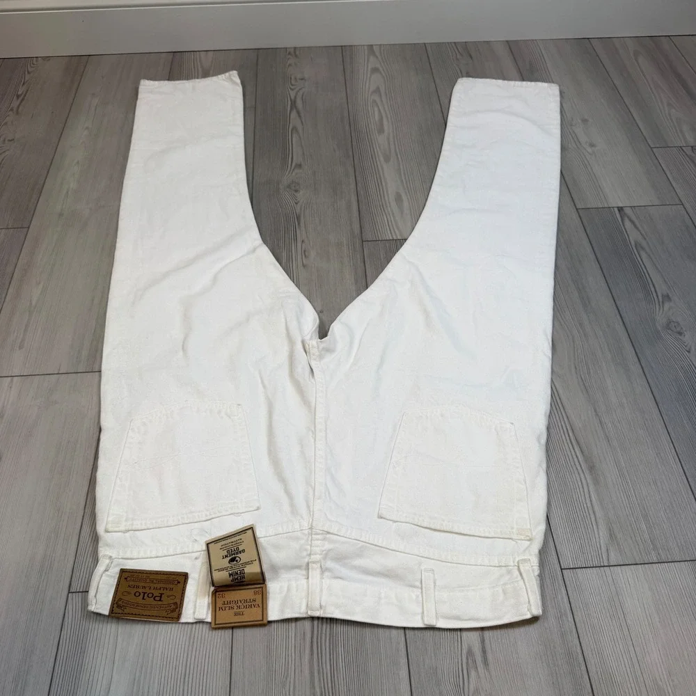 Polo Ralph Lauren Varick Slim Straight Hemp Denim Jeans White 38x32 NWT